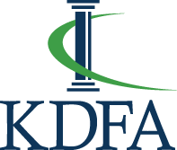 Vertical KDFA logo with tag